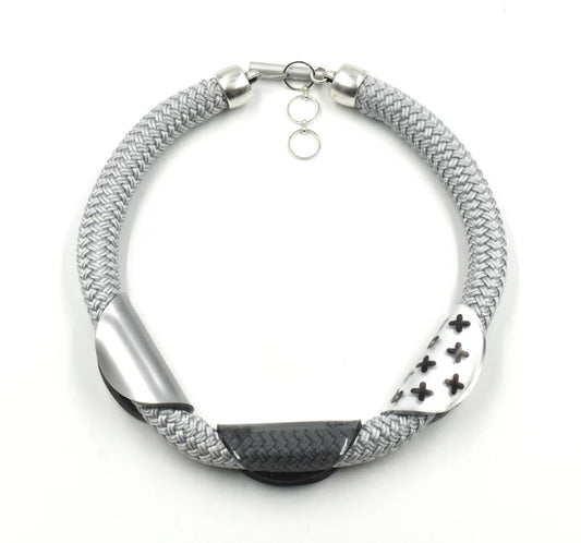 Christina Brampti Plexi/Cord Necklace - Silver Grey