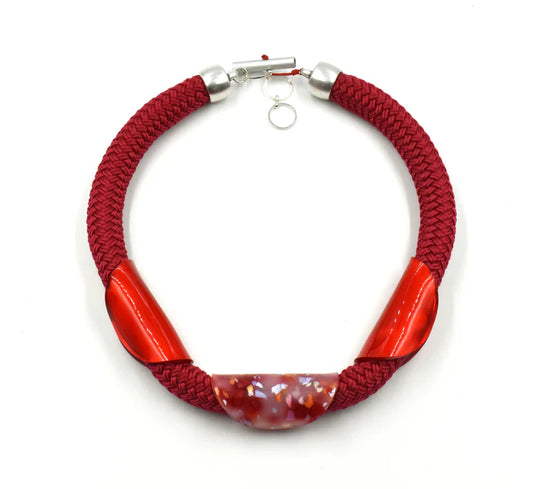 Christina Brampti Plexi/Cord Necklace - Red