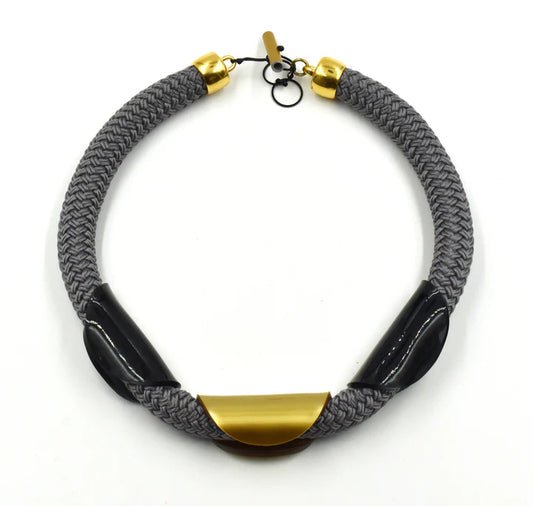 Christina Brampti Plexi/Cord Necklace - Dark Grey