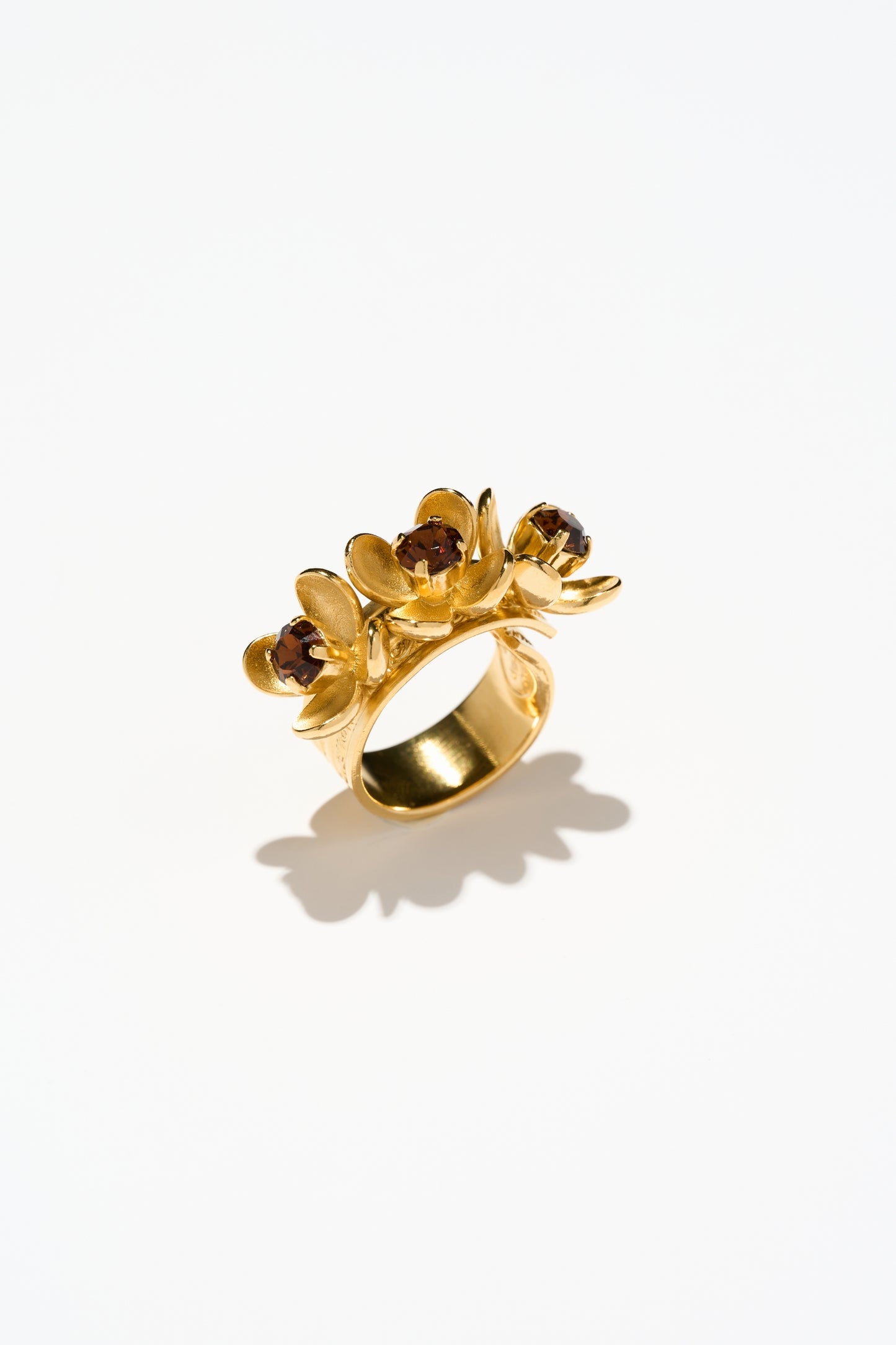 Philippe Ferrandis Eugénie Floral Adjustable Ring - Smoky Topaz