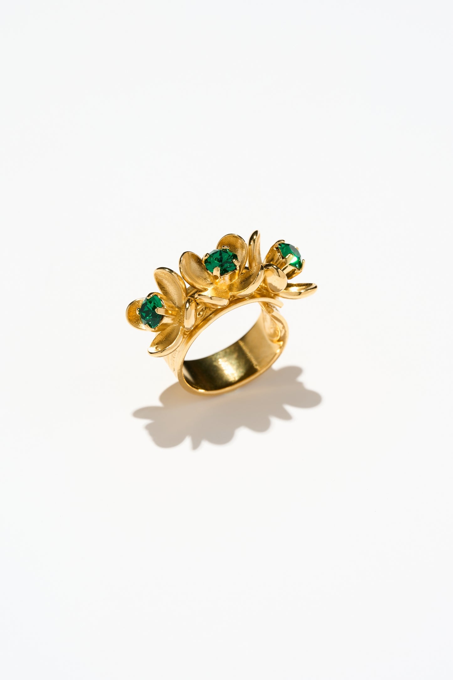 Philippe Ferrandis Floral Adjustable Ring - Green