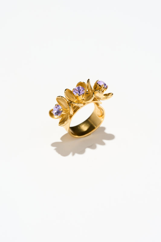Philippe Ferrandis Eugénie Floral Adjustable Ring - Violet