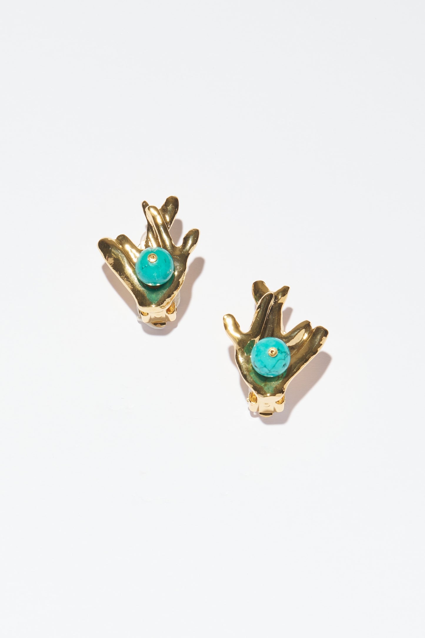Philippe Ferrandis Clip Earrings - Minorca Coral & Turquoise