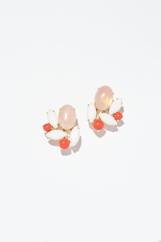 Philippe Ferrandis Clip Earrings - Croisette Coral