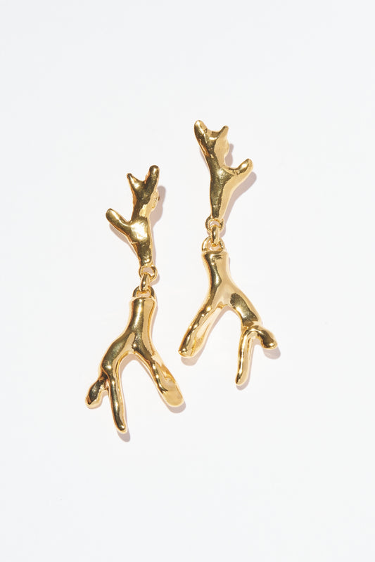 Philippe Ferrandis Gold Coral Stud Earrings