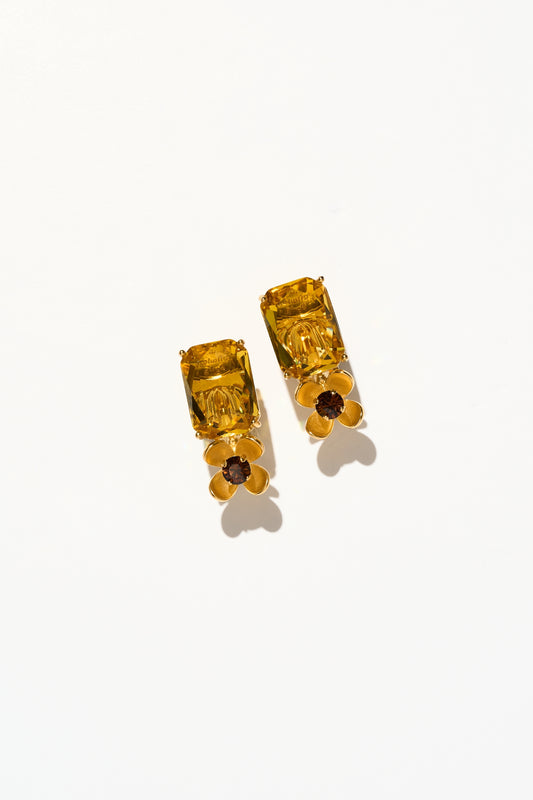 Philippe Ferrandis Eugénie Clip Earrings - Smoky Topaz