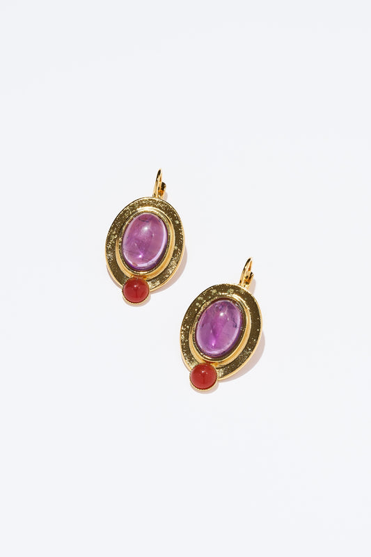 Philippe Ferrandis Louvre Lever Back Earrings - Amethyst