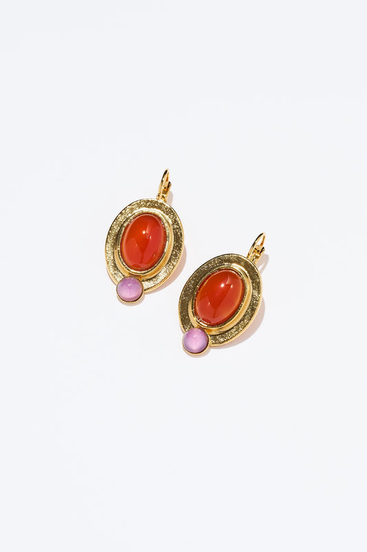 Philippe Ferrandis Louvre Lever Back Earrings - Carnelian