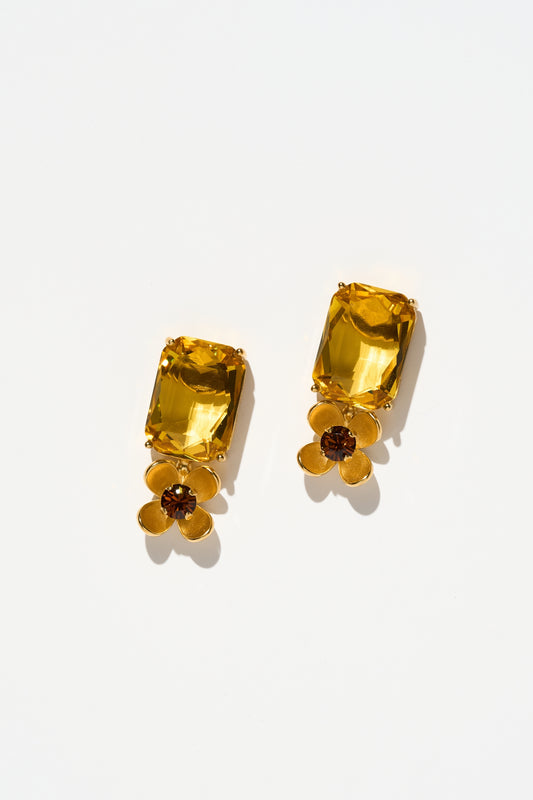 Philippe Ferrandis Eugénie Stud Earrings - Smoky Topaz
