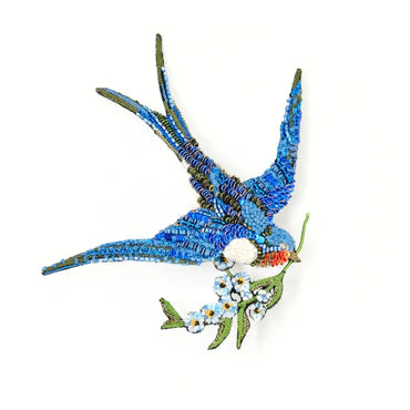 Embroidered Brooch - Peace Swallow