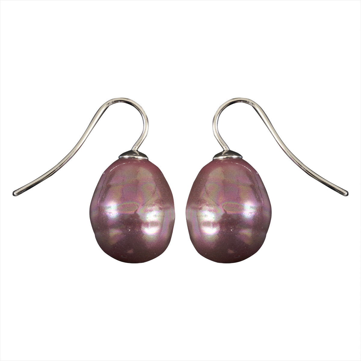 Mother of Pearl Hook Earrings - Purple/Pink S