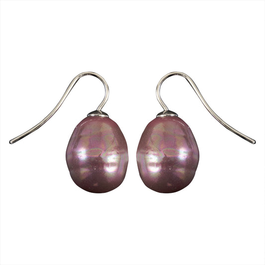 Mother of Pearl Hook Earrings - Purple/Pink S