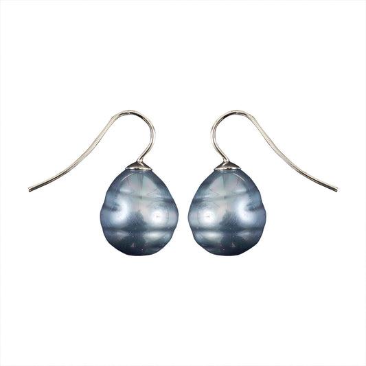 Mother of Pearl Hook Earrings - Blue/Grey S