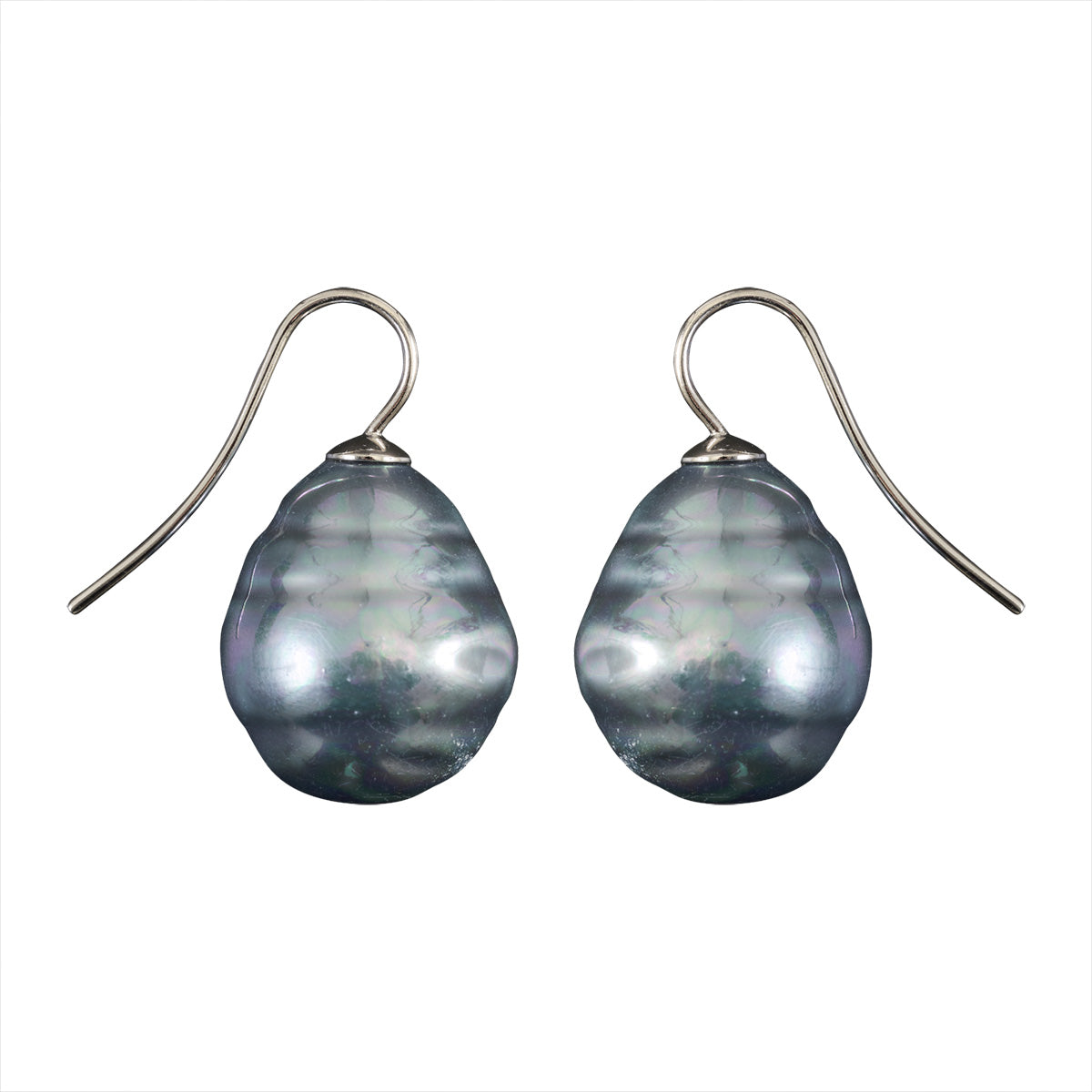 Mother of Pearl Hook Earrings - Blue/Grey L