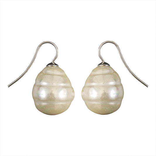 Mother of Pearl Hook Earrings - White L