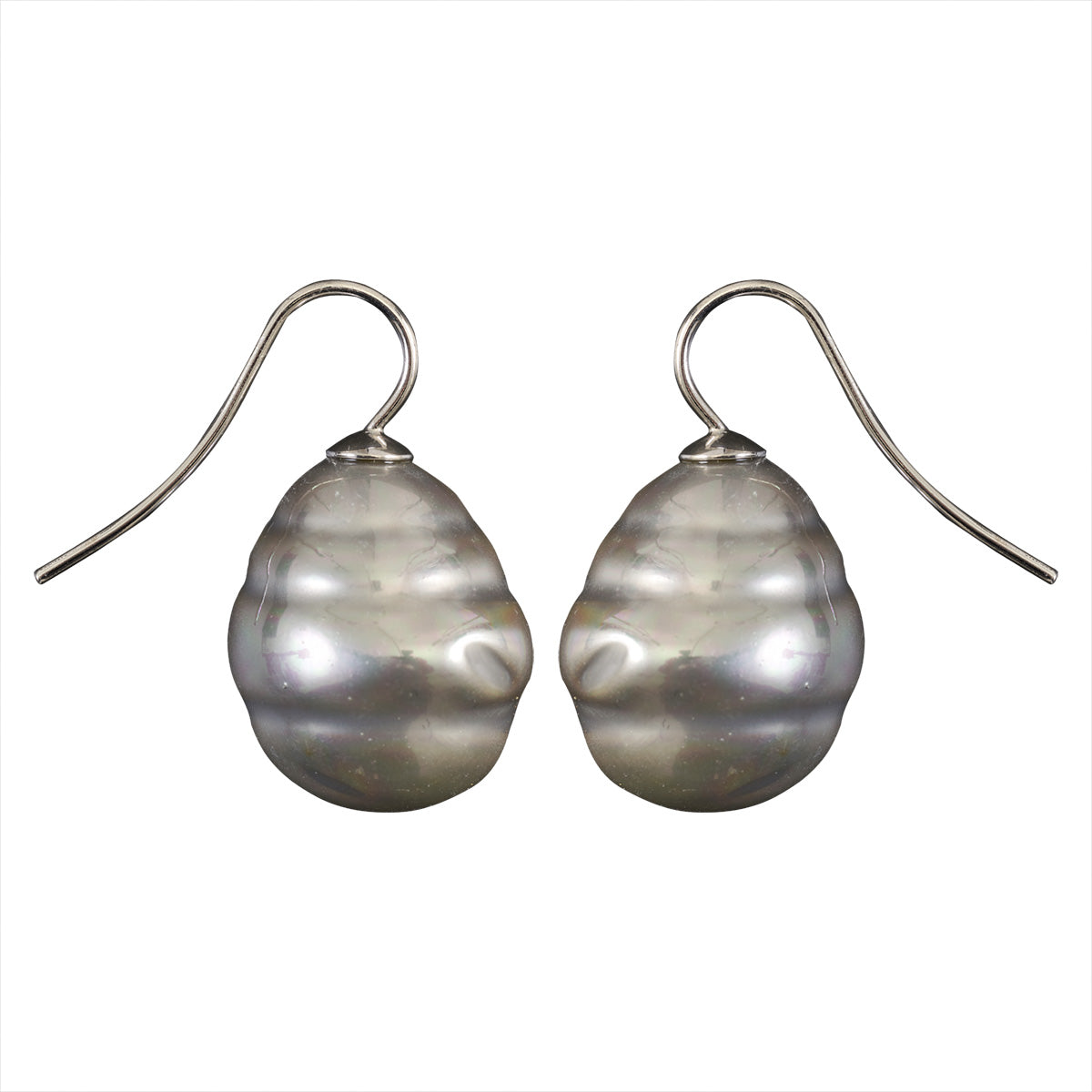 Mother of Pearl Hook Earrings - Grey L